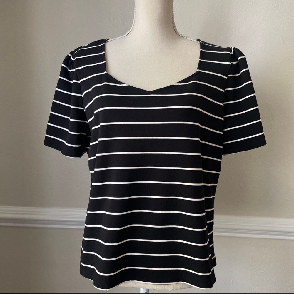 Worthington women’s black & white stripe top size xxl